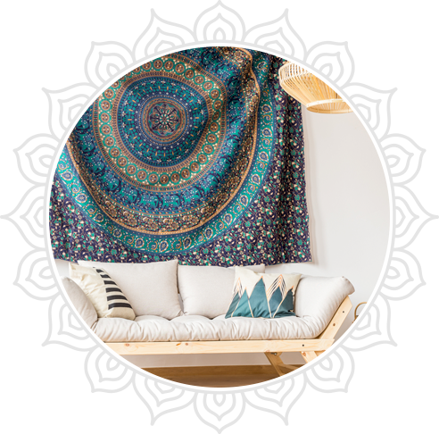 Interiores de casa con mandalas